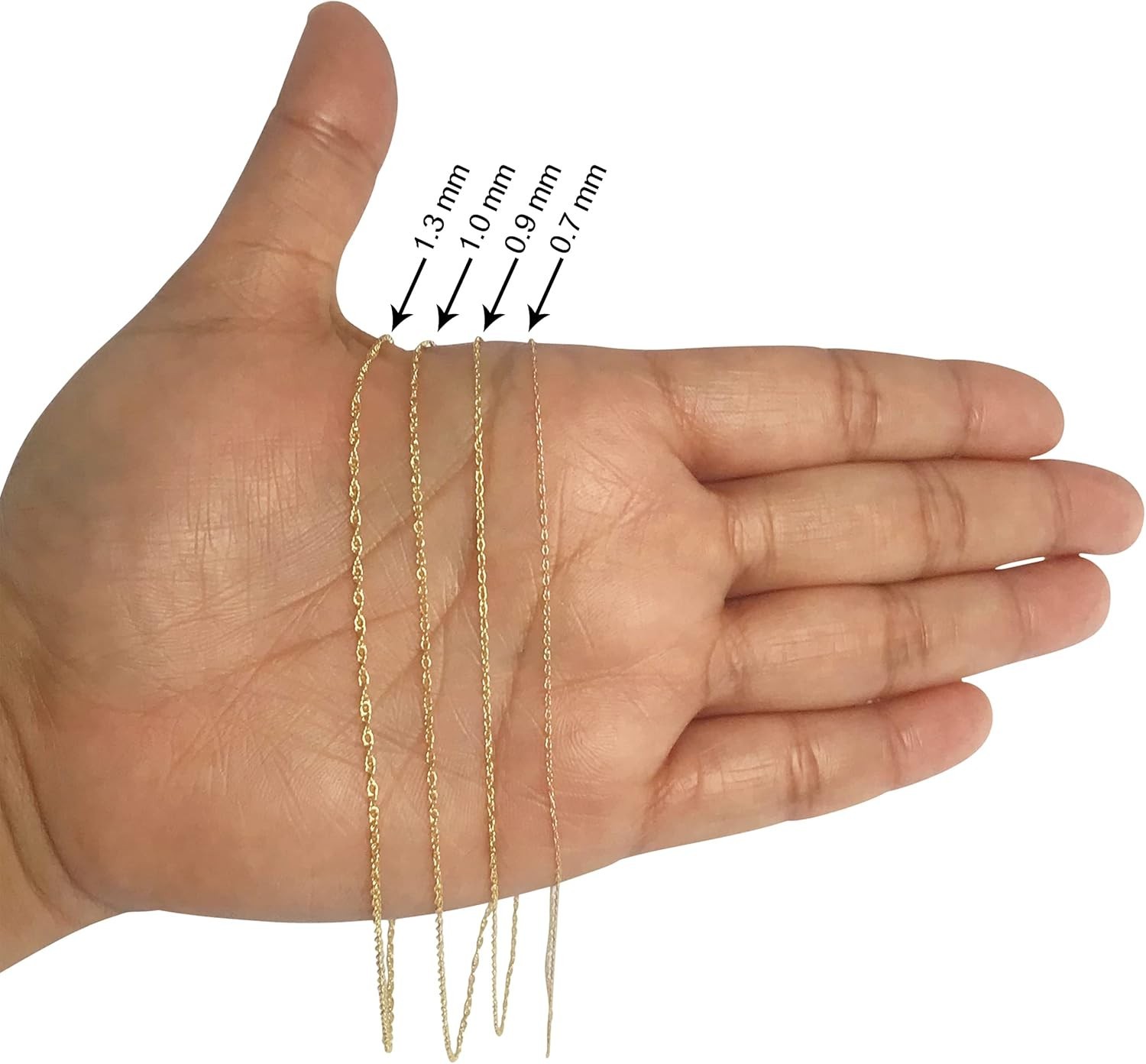 10k Gold Rope Chain Necklace 14 Inch Lightweight Thin Jewelry for Women