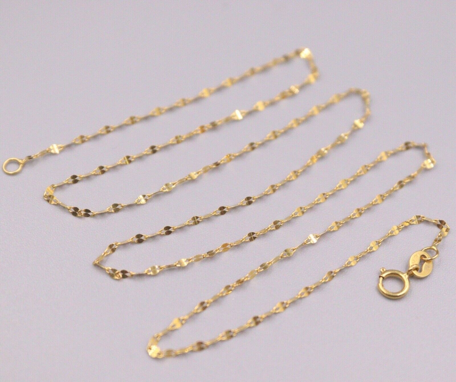 Pure Au750 18K Yellow Gold Necklace Women Lip Link Chain 16inch