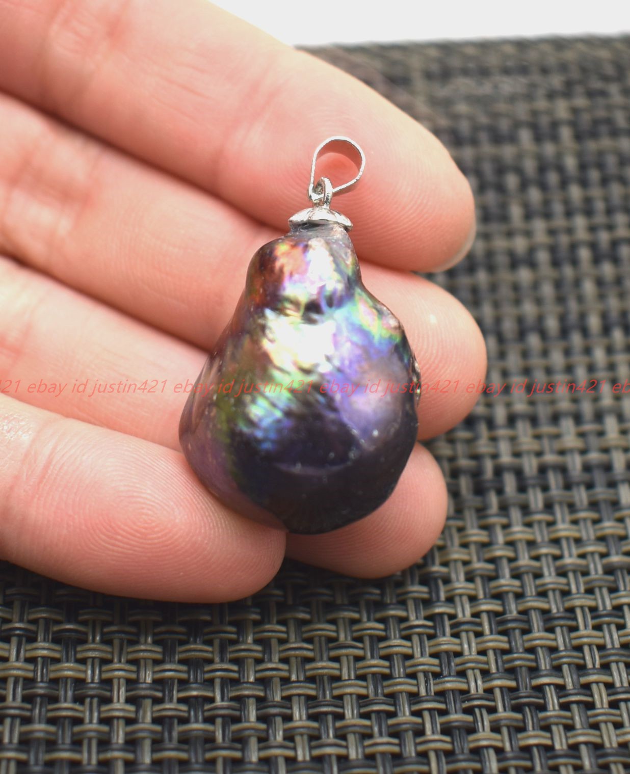 Huge 15-20mm Real Natural Black South Sea Keshi Baroque Pearl Half Hole Pendant