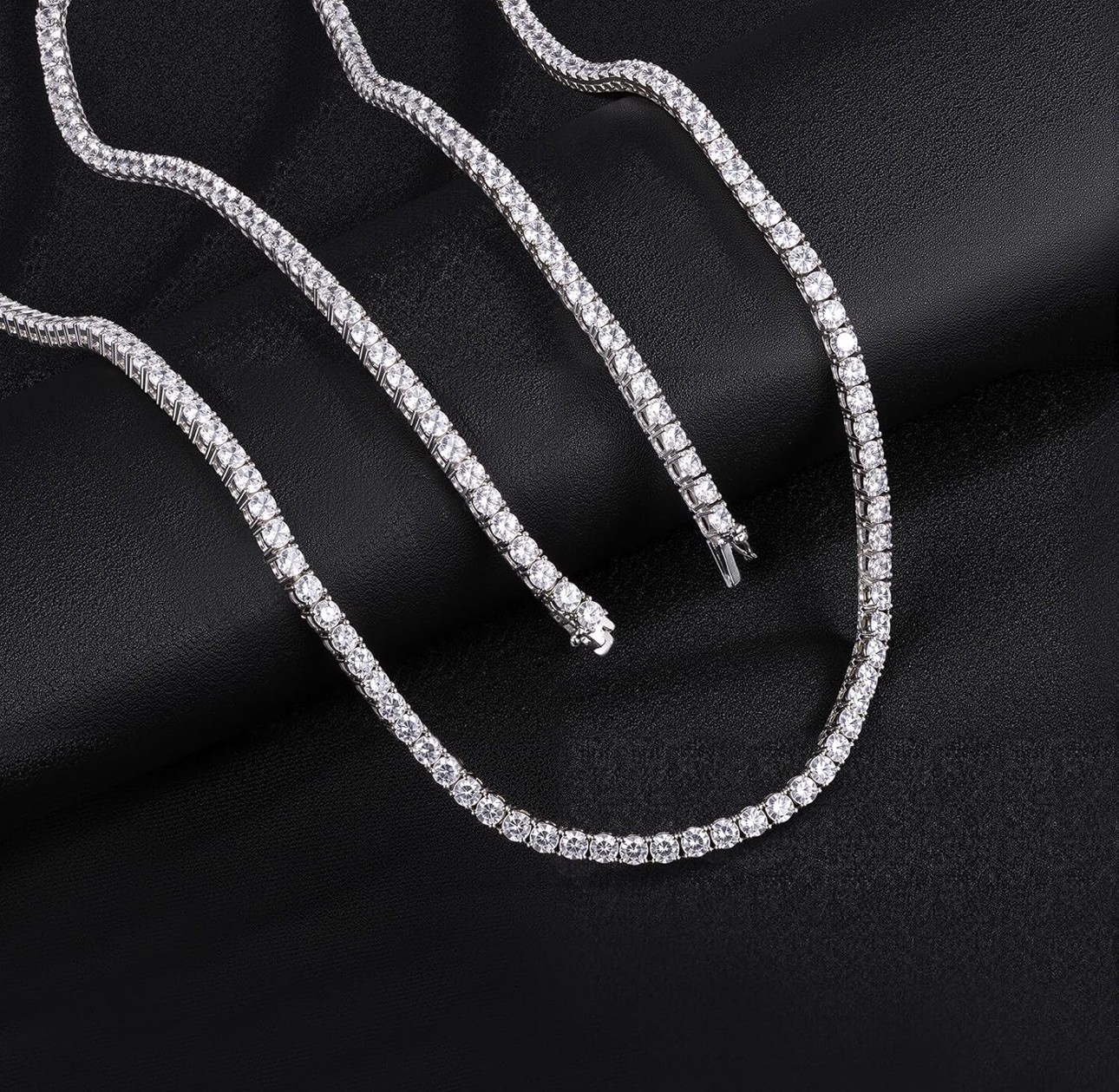 Gemsme 18K White Gold Plated 3.0mm Round Cubic Zirconia Classic Tennis Necklace