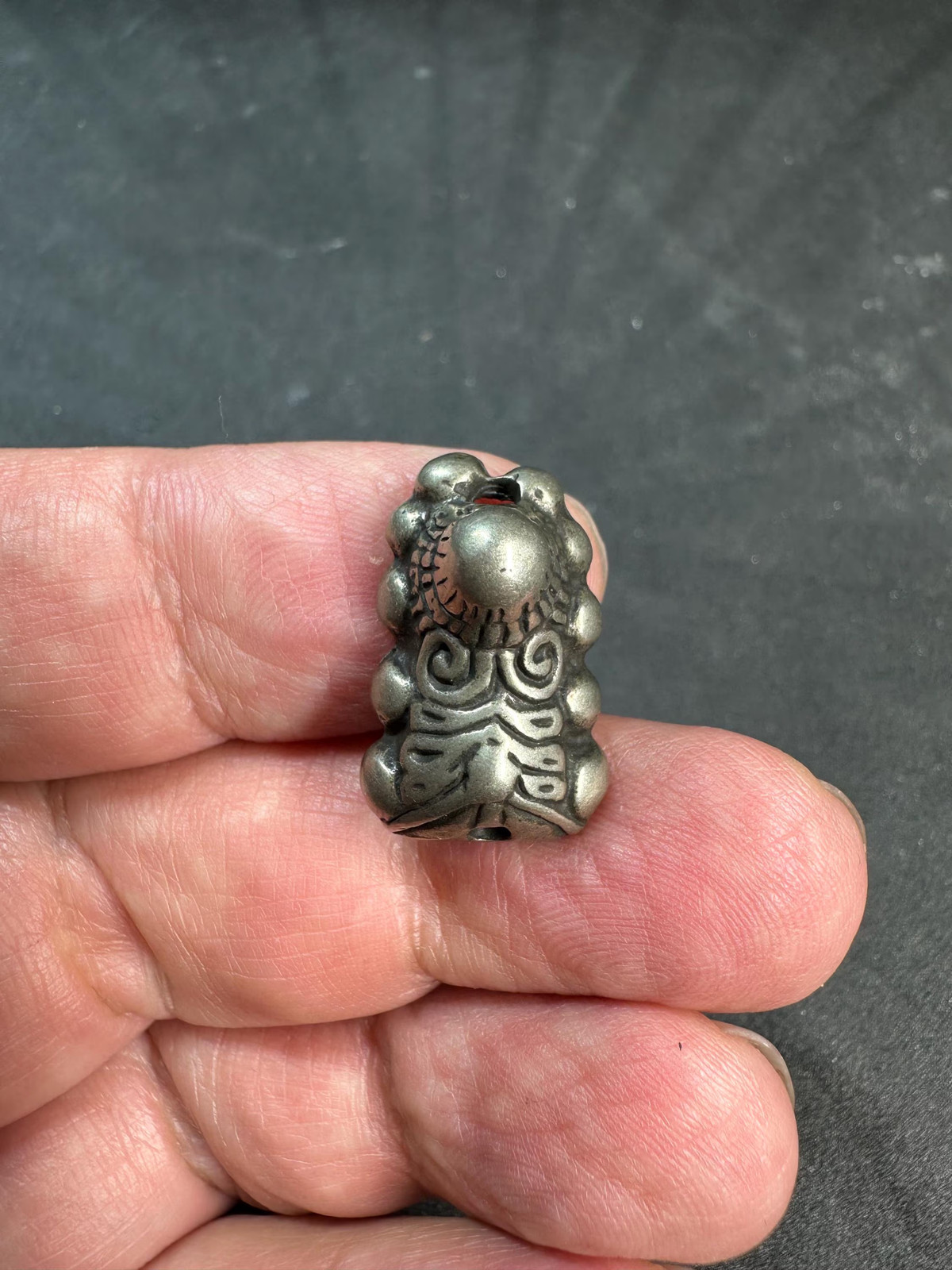 Vintage Tibetan Brass Snow Lion Bead | Himalayan Mala Spacer | Nepalese Symbol