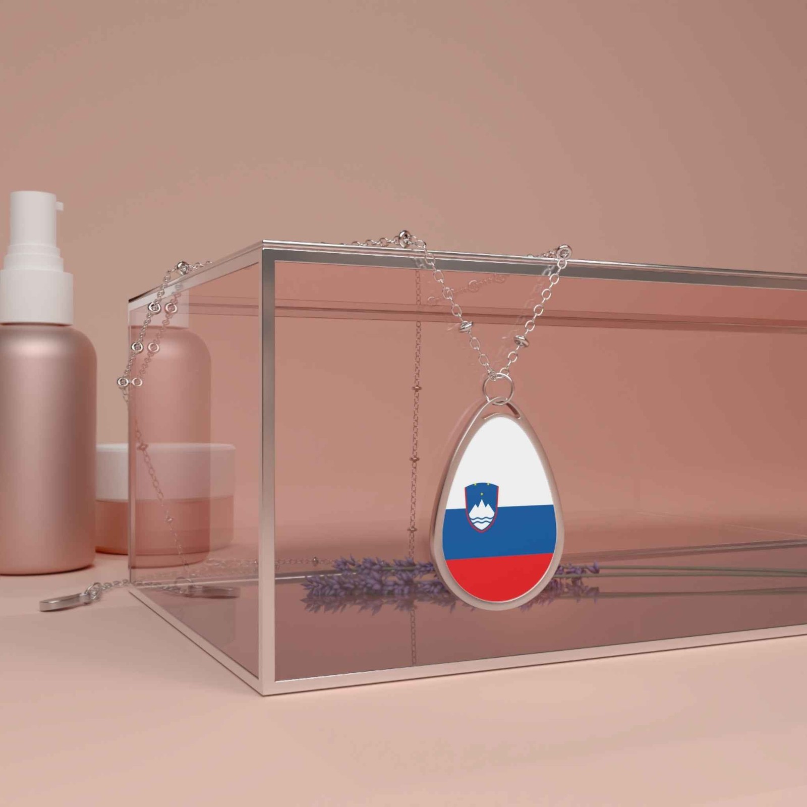 Slovenia Flag Necklace – Oval Heritage Pendant – One Size / Silver