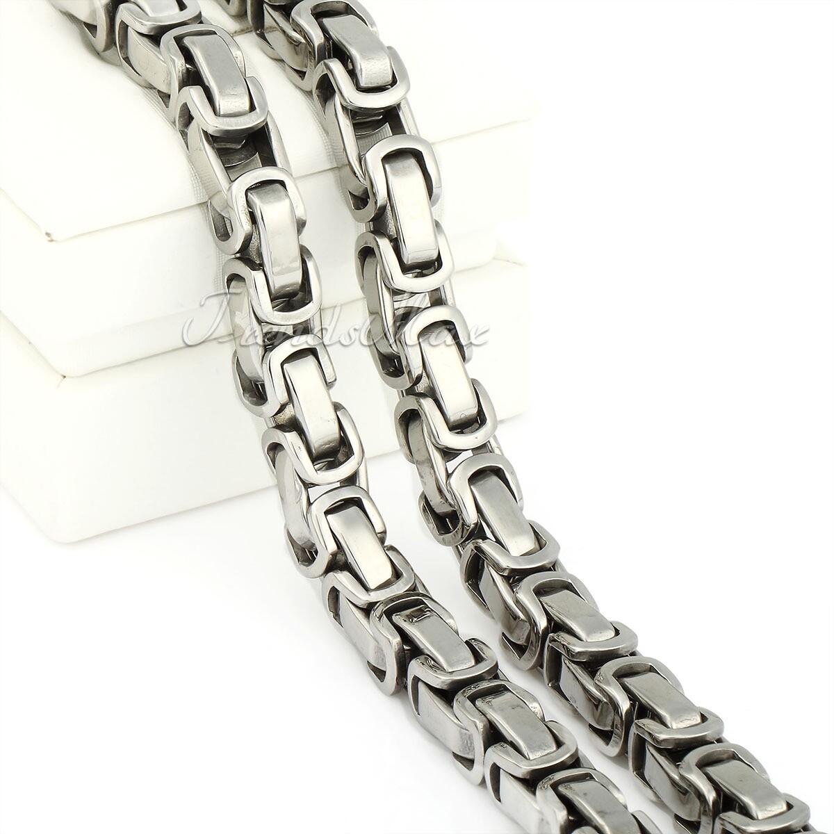5mm 18/22/28″ Mens Boys Chain Silver Stainless Steel Byzantine Box Link Necklace