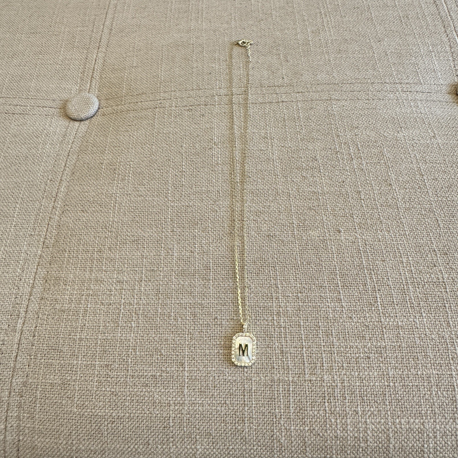 Charlortte & Lexi Letter “M” Necklace, 14K Gold Plated Sterling Silver