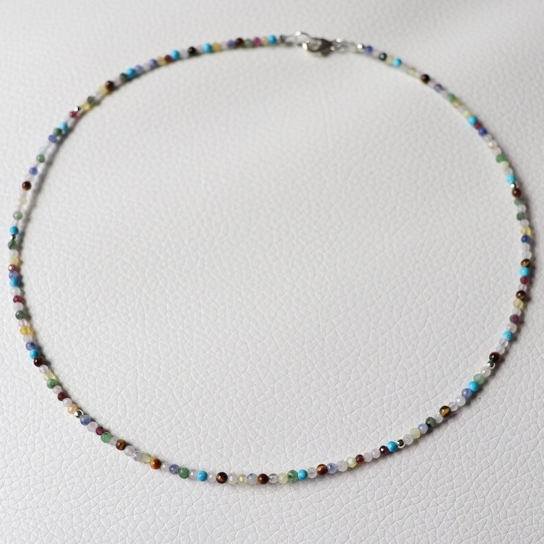 A++ Beautiful Multi Mix Micro Faceted Round Beaded Choker Women Necklaces 18”