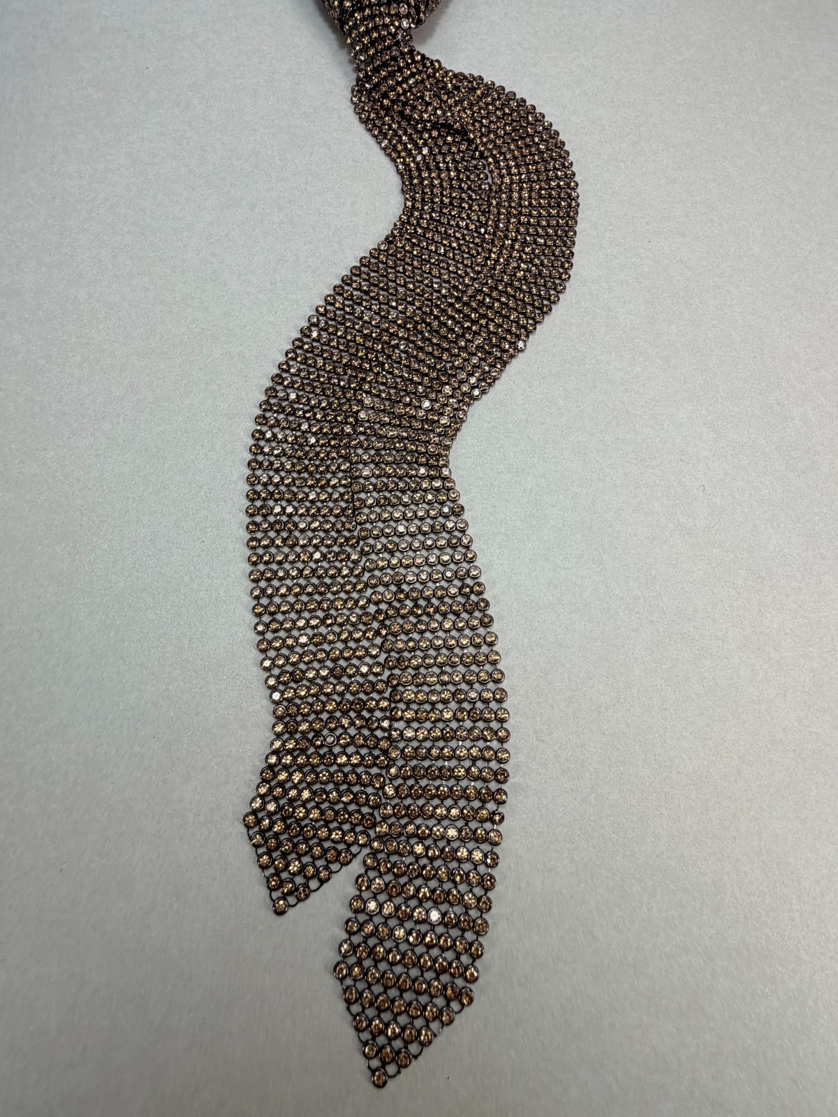 ZARA NWOT Bronze Crystal Rhinestone Necktie Statement Necklace Runway Glam