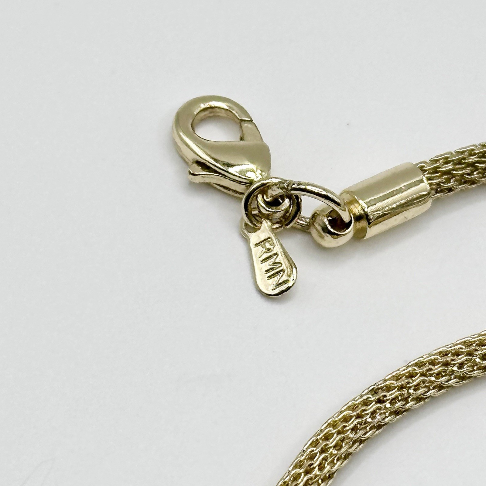 Vintage Gold Tone Mesh Chain Necklace Signed RMN Roman 18-22”