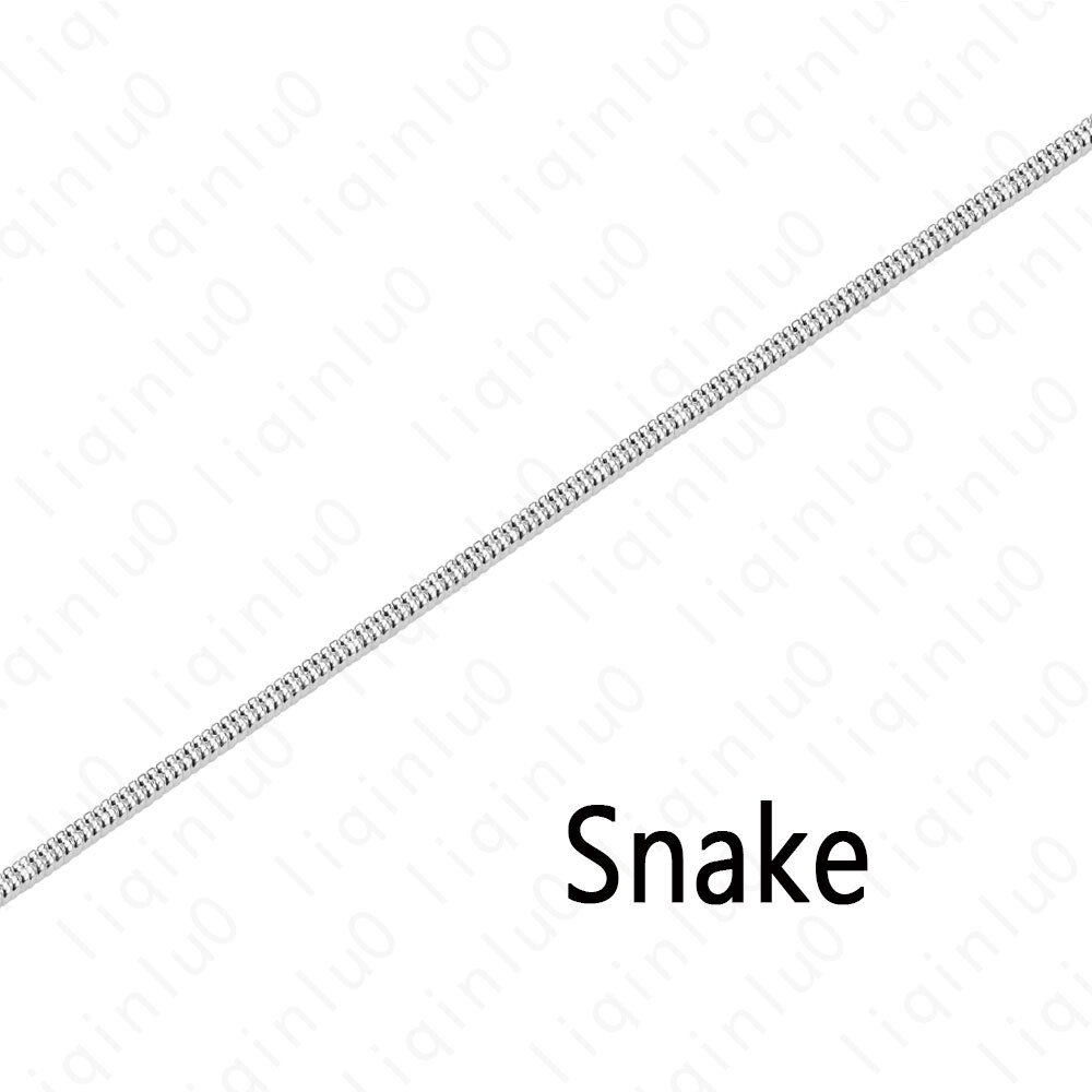 925 Silver Plated Snake Chain Fashion Necklace Lobster Lock Men’s Women’s 16-24″