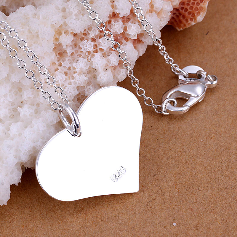 Elegant 925 Sterling Silver Filled SF Heart Pendant Necklace N-A752 Gift woman