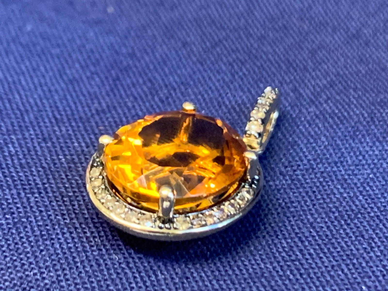 10K Yellow Gold Pendant 2.33g Fine Jewelry Citrine Color & Clear Charm *READ*