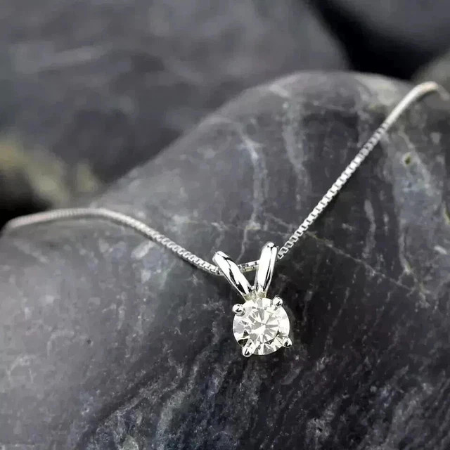 1.00CT Round Cut 6MM Simulated Diamond Only Pendant 14K White Gold Plated
