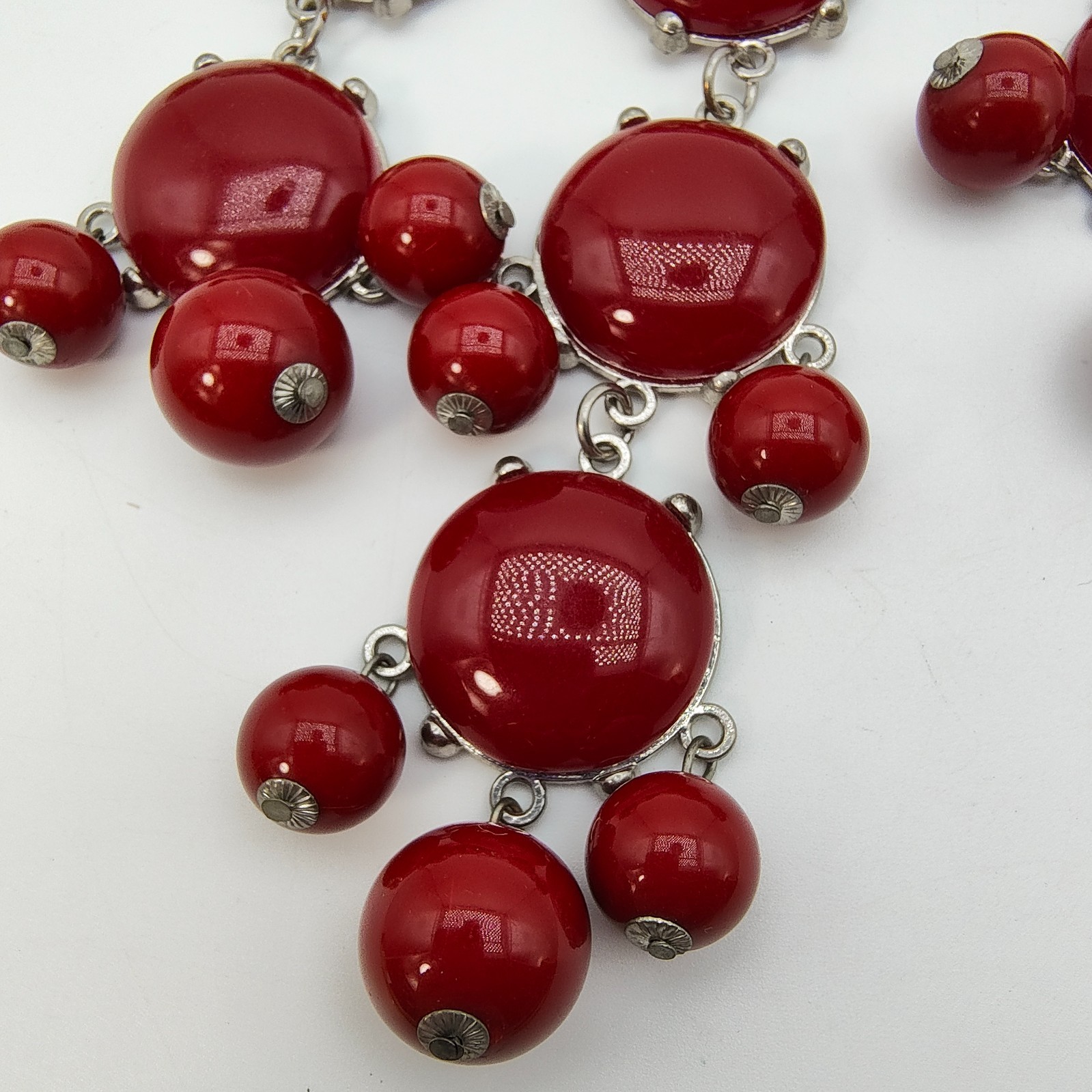 Bold Red Bubble Bib Statement Necklace Y2K Retro Maximalist Chunky Color Pop