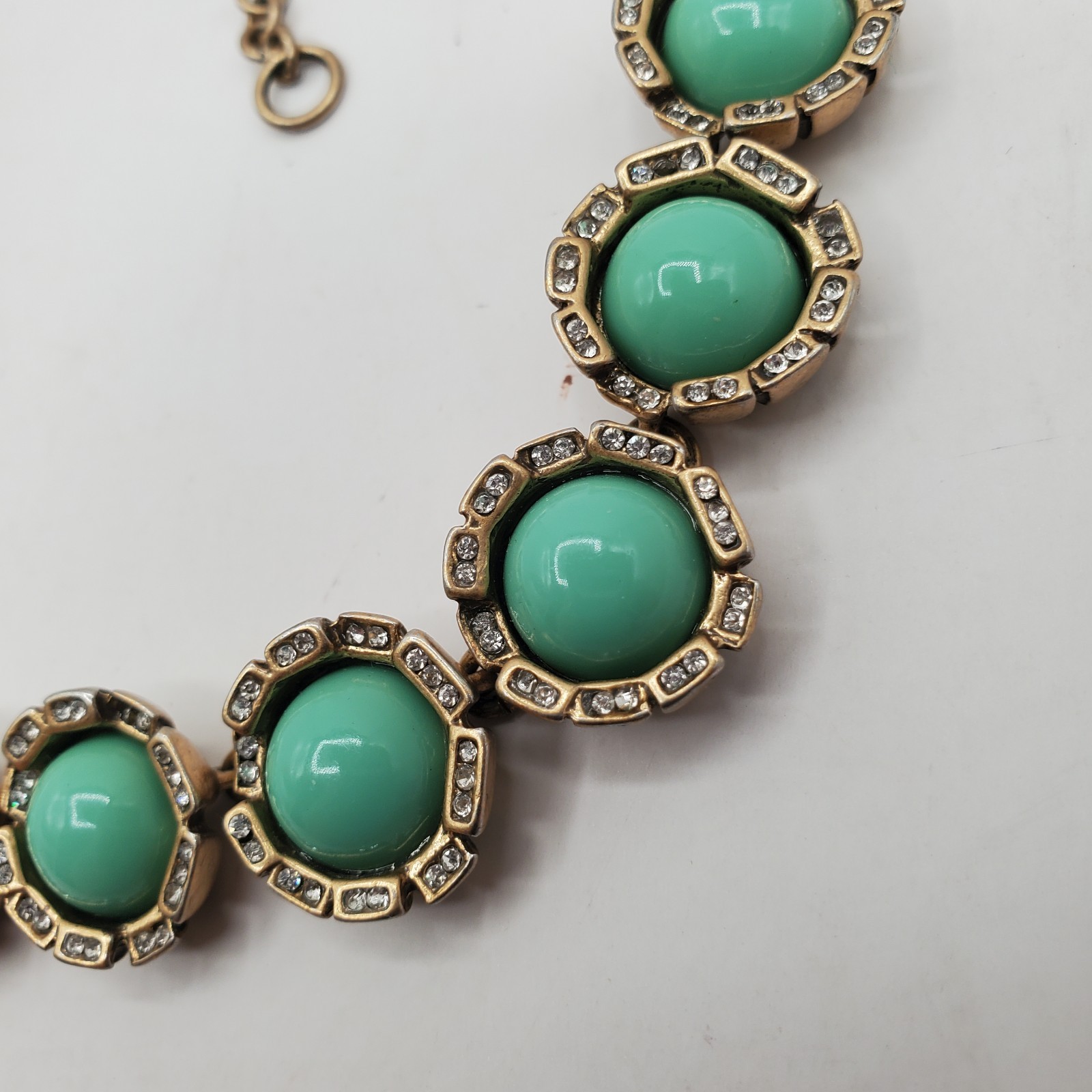 J Crew Statement Necklace Robin Egg Blue Turquoise Cabochons Crystals Signed