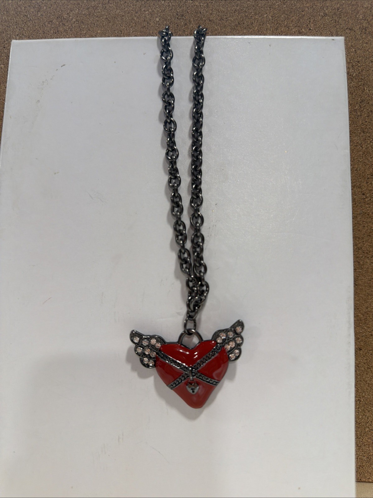 Retro Styles Modern Gothic Necklace with Heart Wings Of Love ! 11 “ Drop WTo W2”