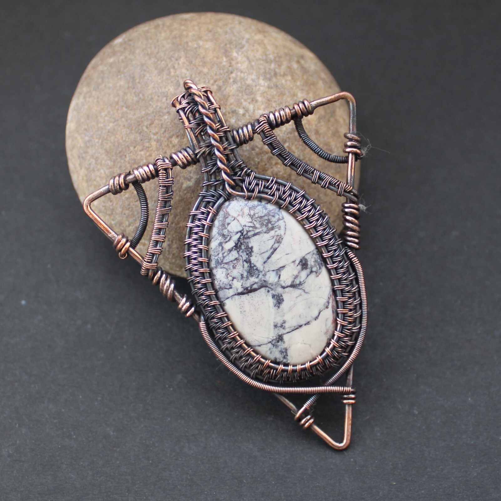 Jasper Handmade Pendant Copper Wire Wrapped Pendant Wire Wrapped Jewelry