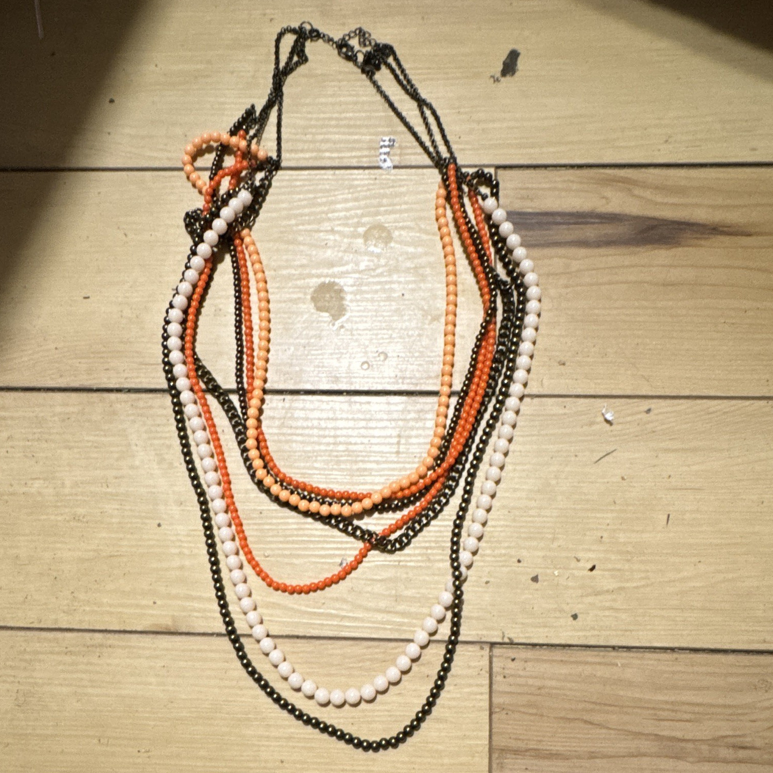 Layered Multicolor Multi-Strand Beaded Necklace, Ball/Bead Chain, No Stone