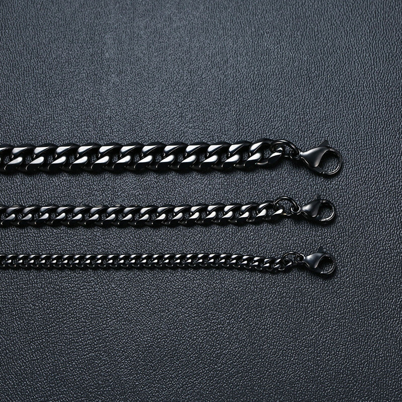 Vnox 3-7MM Cuban Curb Flat Link Chain Men Necklace Choker Stainless Steel 18-22″