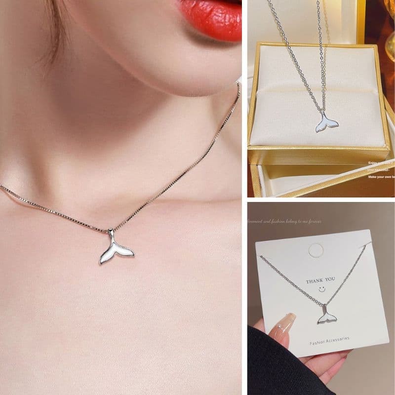 Tail Pendant Beautiful Fishtail Necklace Charm Whale Fish Chain Woman Jewelry