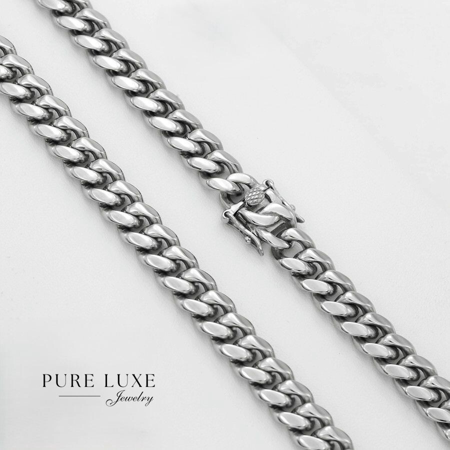 Men’s.24″Stainless-Steel 12mm Miami Cuban Curb Necklaces Soild High Polish *Box