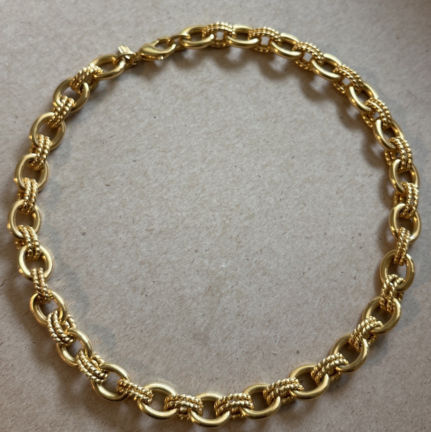 Vintage Milor Stainless Steel Gold Tone Textured Link 18”Chunky Choker/Necklace.