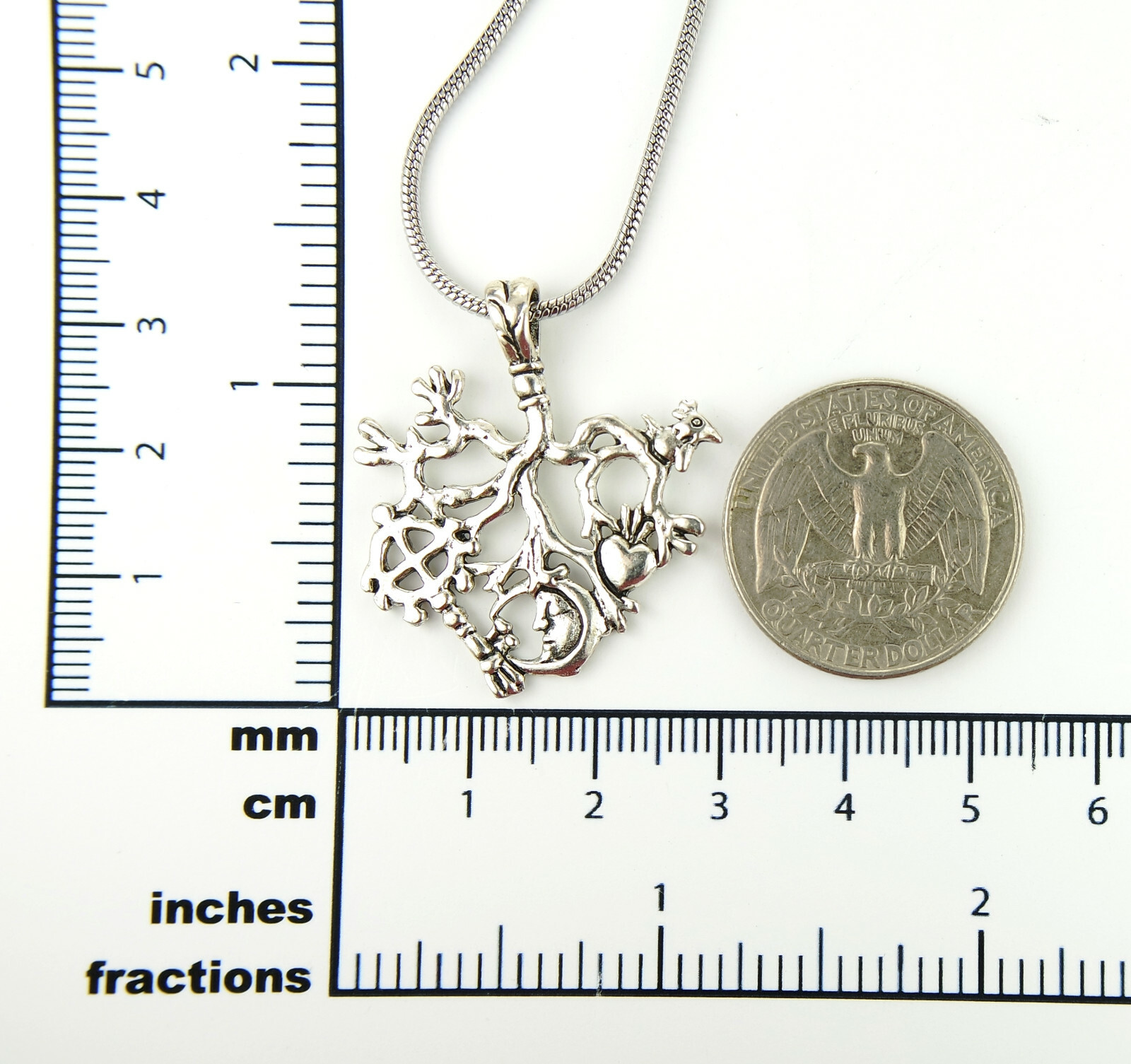 Cimaruta Charm Necklace or Earrings, Italian Broom Raven Heart Solar Cross Moon