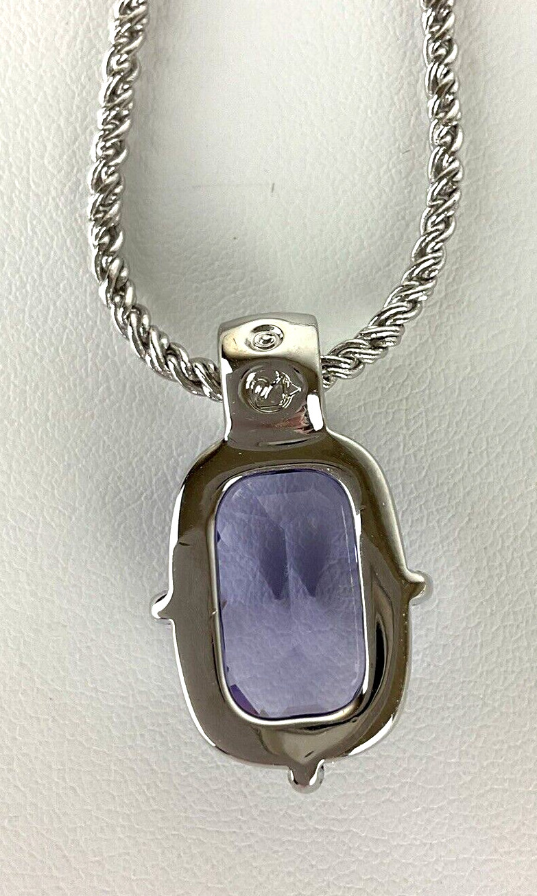 Swarovski Necklace Earrings Silver Tone w Amethyst & Crystal Accents Accent Swan