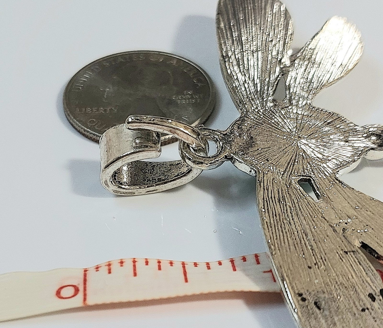 Dragonfly Silver Necklace Pendant with Turquoise Accent – Women’s Jewelry
