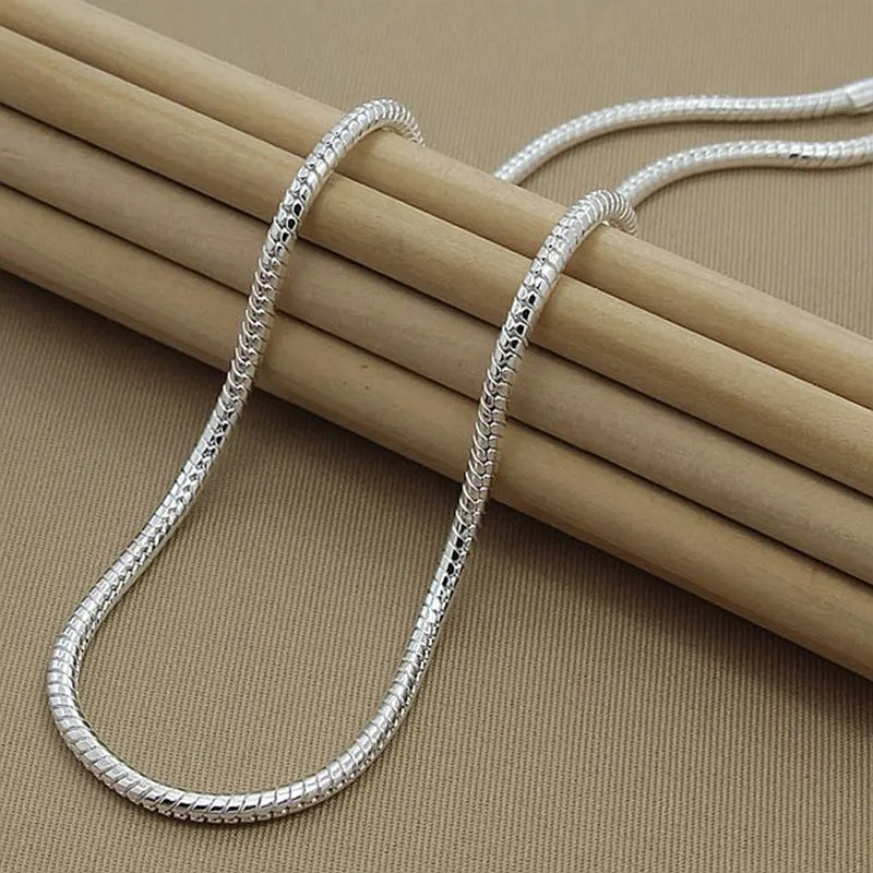 Hot 925 Sterling Silver 3mm Snake Chain Necklace Women Man Party Jewelry