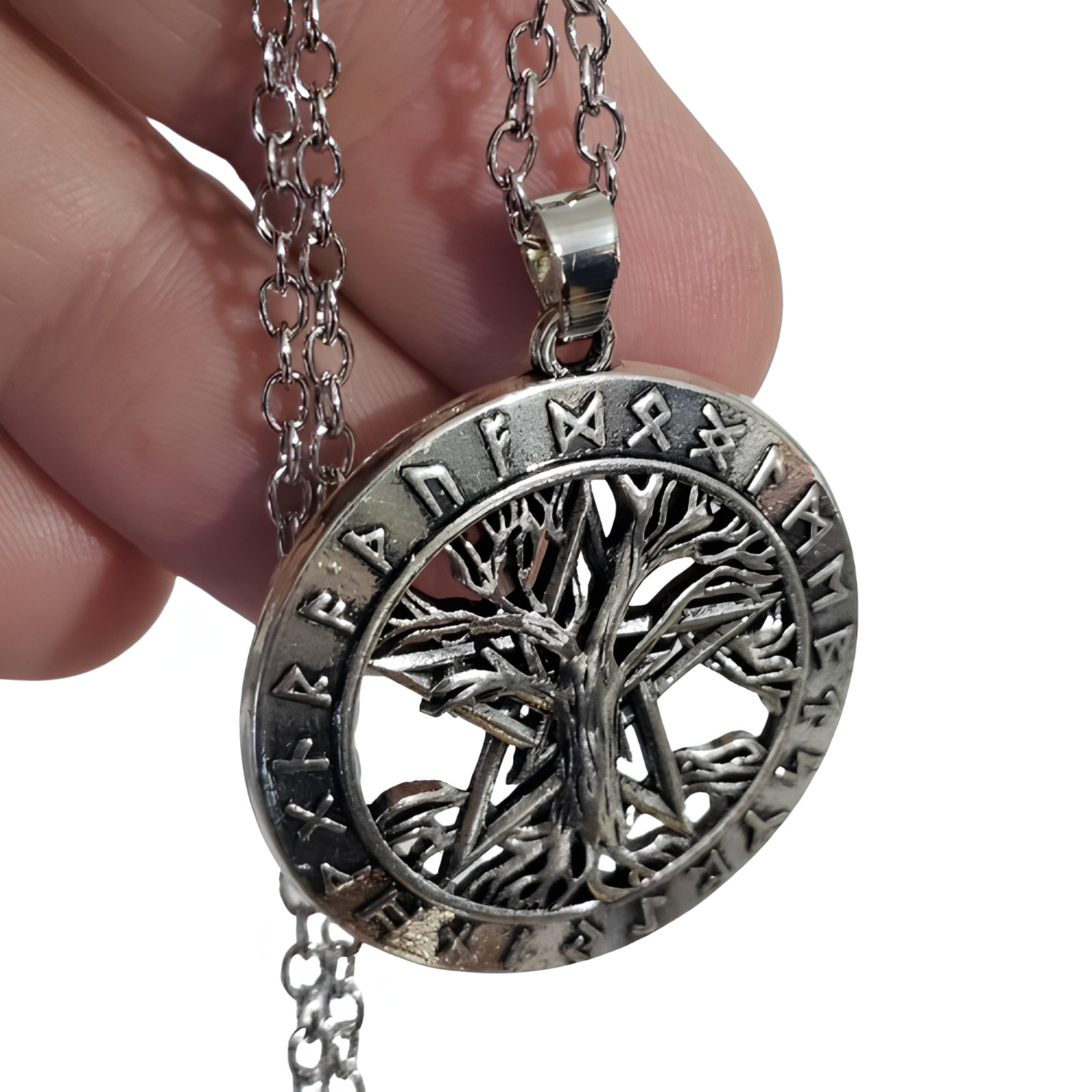 Pentacle Tree of Life Necklace Pendant Chain Necklace Rune Pagan Wicca Jewellery