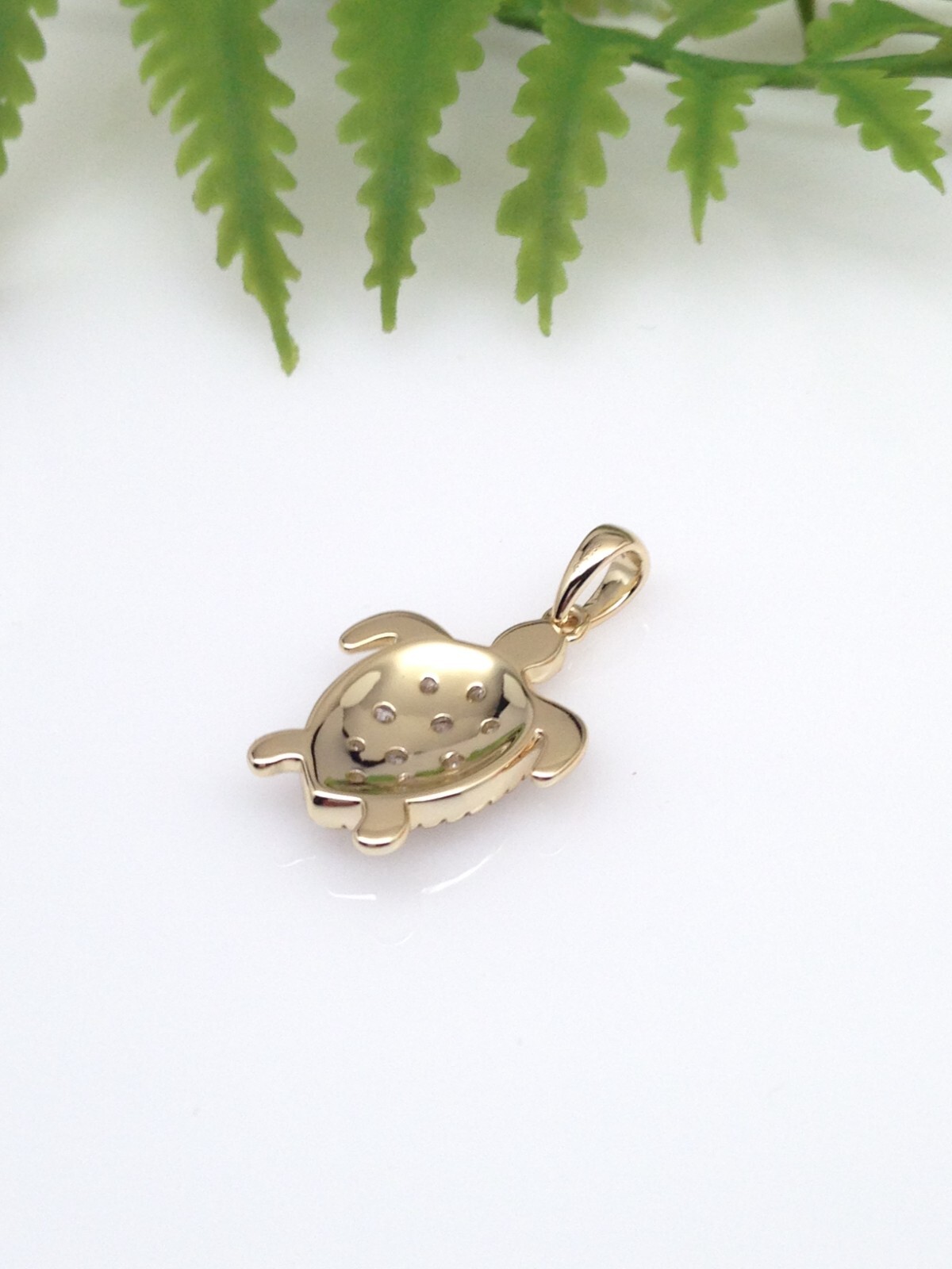 925 Sterling Silver CZ Gold Sea Turtle Pendant Small 18mm(0.71″)/24mm(0.94″)