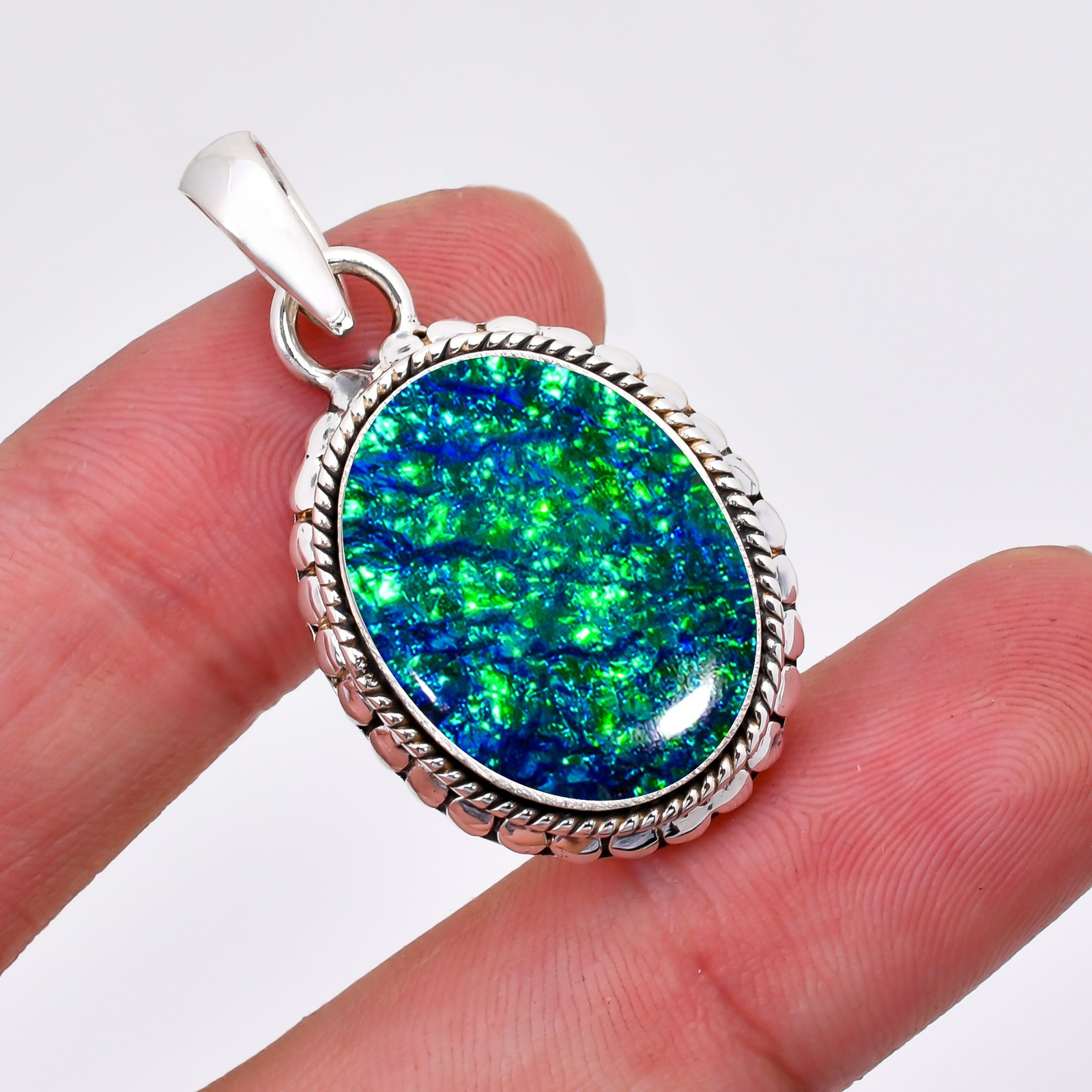 Triplet Fire Opal Sterling Silver Pendant, Handmade Elegant Jewelry For Her