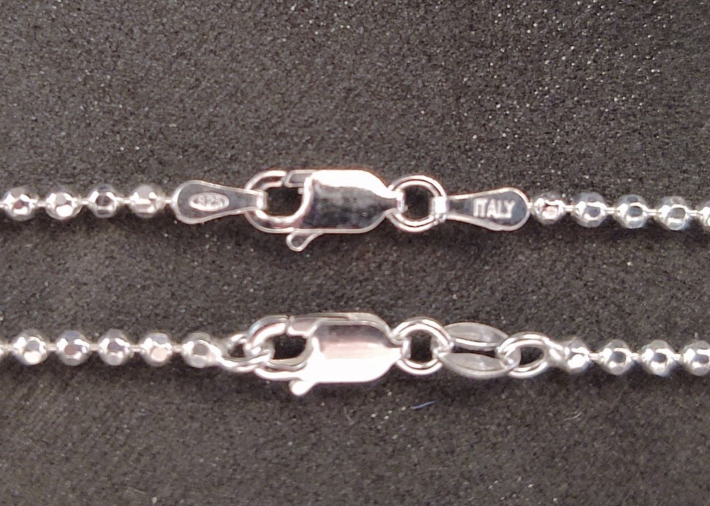 Diamond Cut Bead Chain – 2.2mm (Necklace,Bracelet,Anklet) – Sterling Silver [TX]