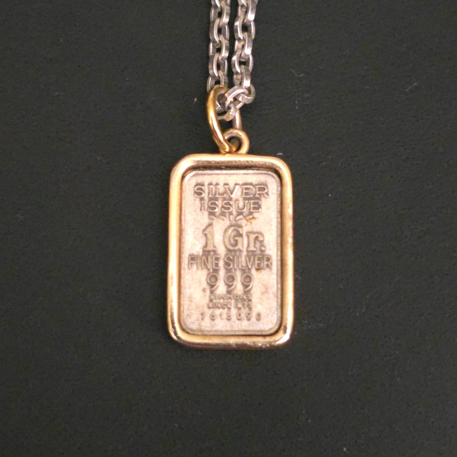 2 x .999 Fine Silver Bar Pendants 1 Gram & 2 Gram Simmons Refining Bullion