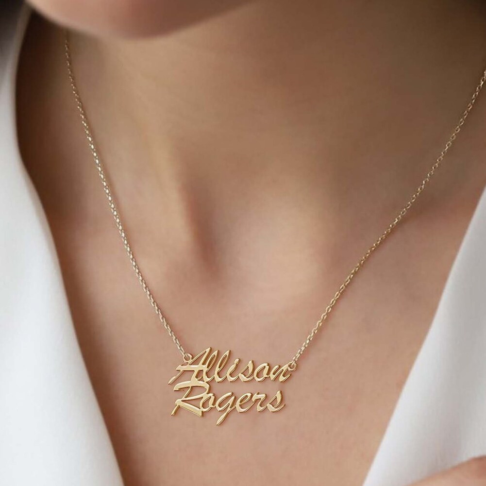 Personalized 2 Name Double Couple Pendant Necklace Customized Necklace for Women