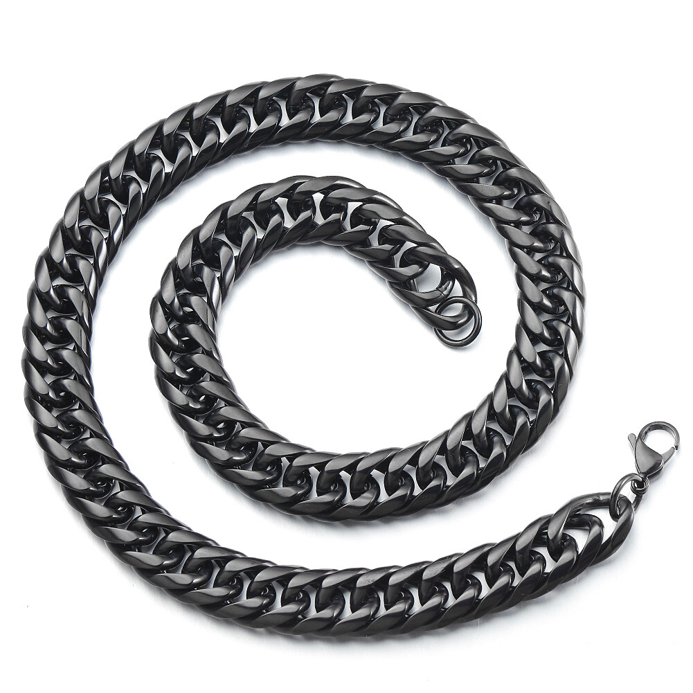 9mm-22mm Top Polished Mens Chain Stainless Steel Curb Link Necklace or Bracelet
