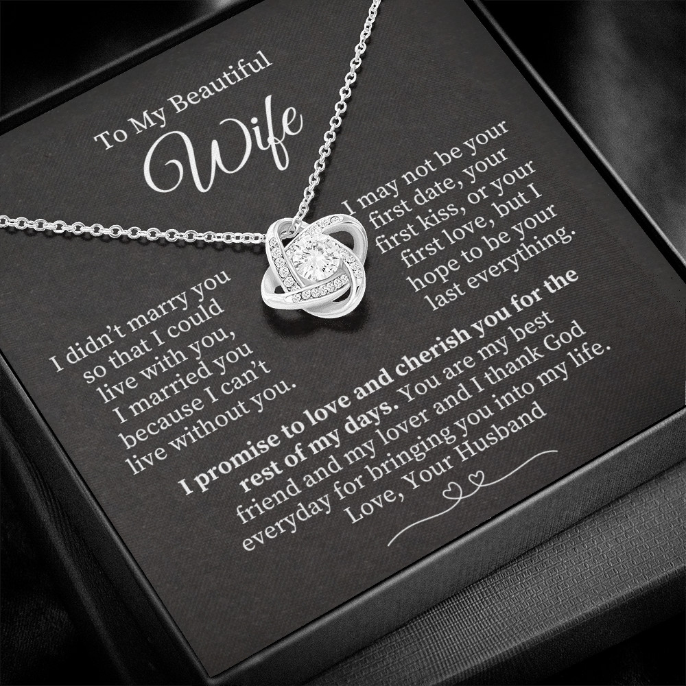 To My Wife – Valentine’s Day Gift, Love Knot Necklace With Mahogany Box