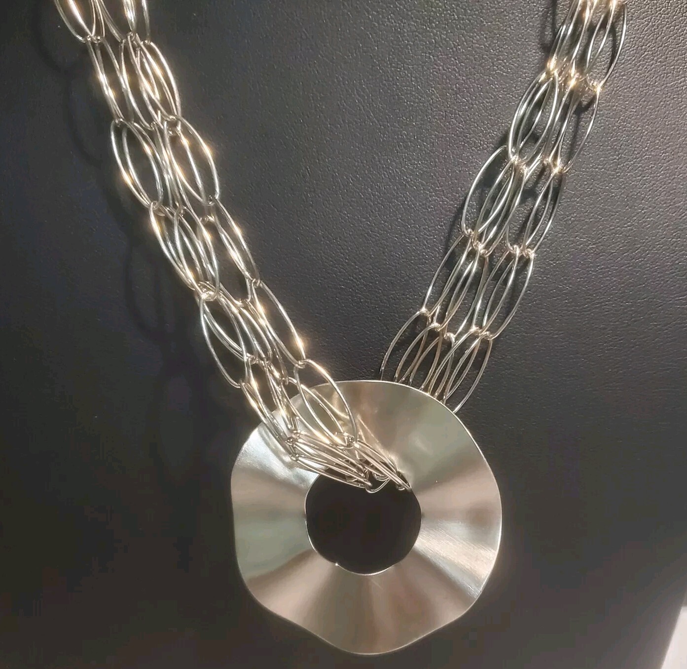 Milor Italy Stainless Steel Multi Strand Chain Necklace 18” Artist Stamped