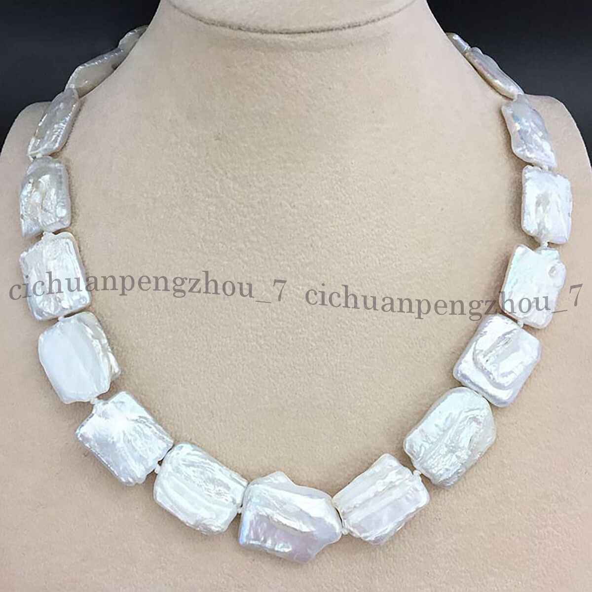 Square 15x20mm White Natural Unique Freshwater Pearl Beads Necklace 14-36 inch