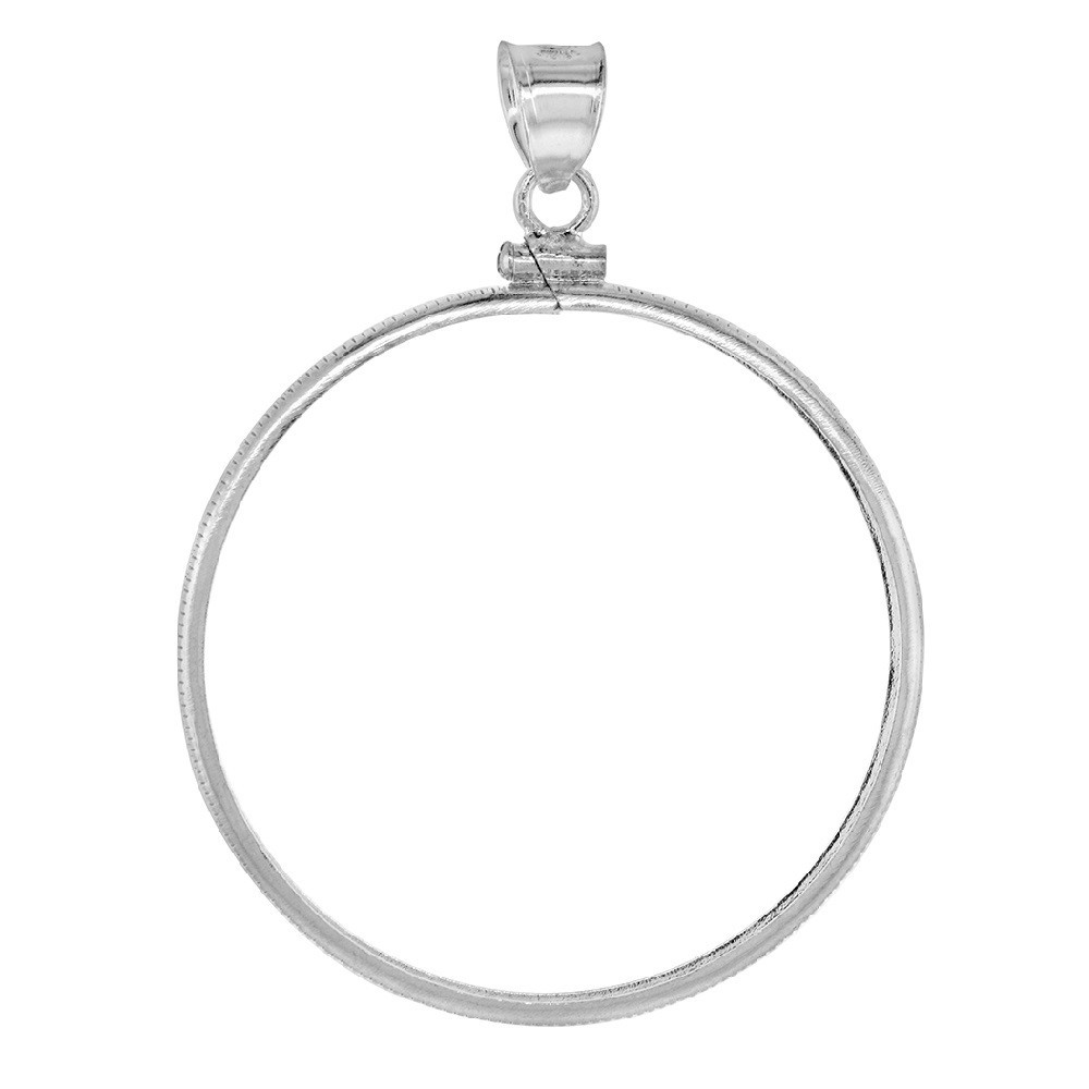 39 mm Sterling Silver Screw Top Edge 1 oz Silver Round Coin Bezel Pendant