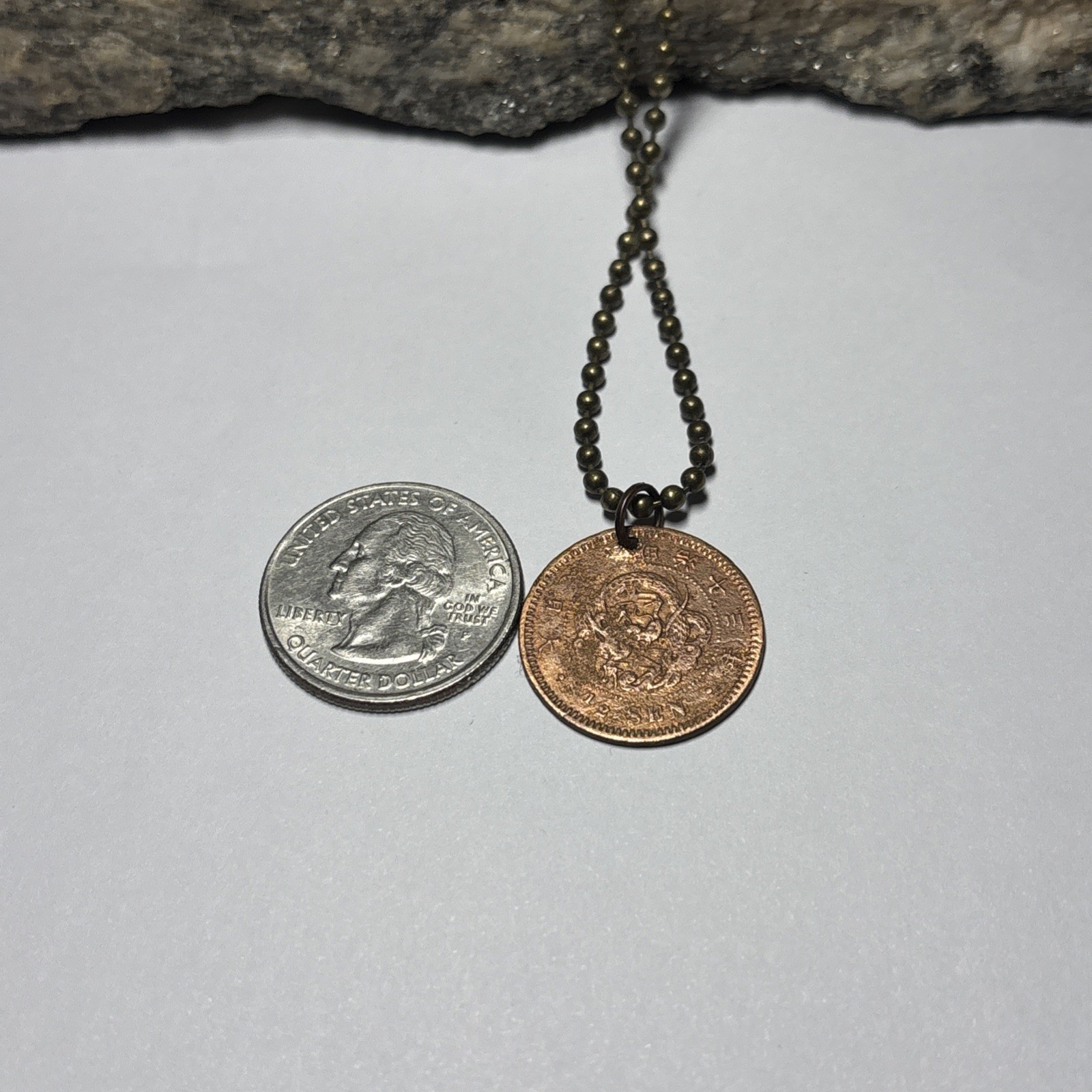 1877 JAPAN Dragon “Meiji Yr 10” 1/2 Sen Coin Pendant. Great 🎁 Wear History!
