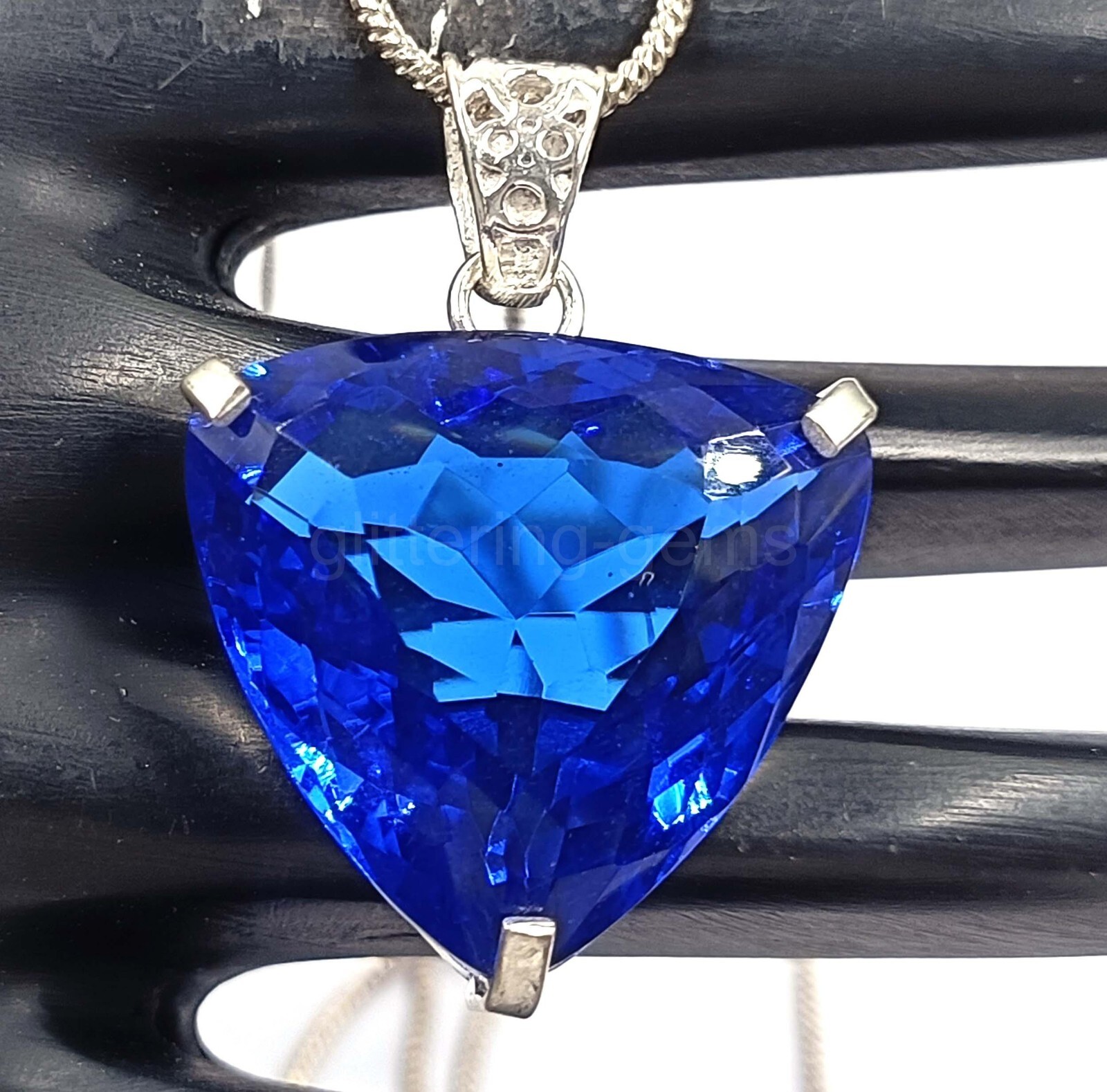 Natural Blue Sapphire 68.75Ct IGL Trillion Cut 925 Solid Pendant IGL Gems 5MSU