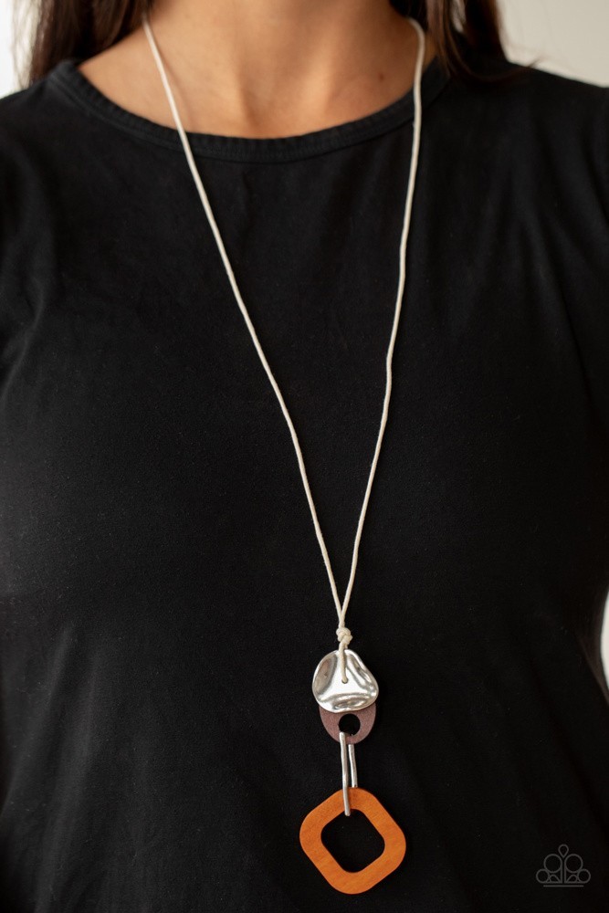 Top Of The Wood Chain Orange Necklace