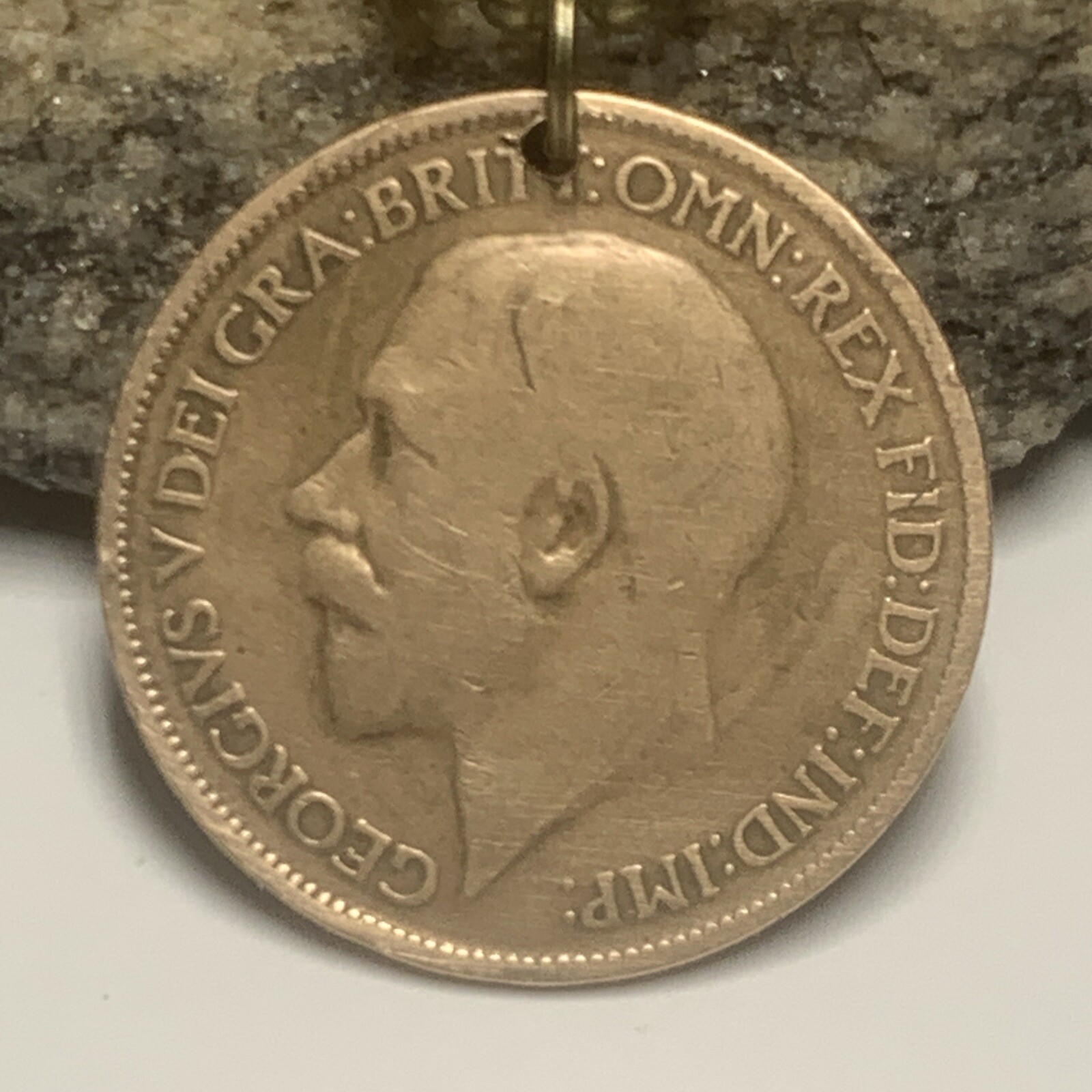 1914 UK Real Circulated 1/2 Penny Coin Pendant. King George V. Great Gift 🎁A1