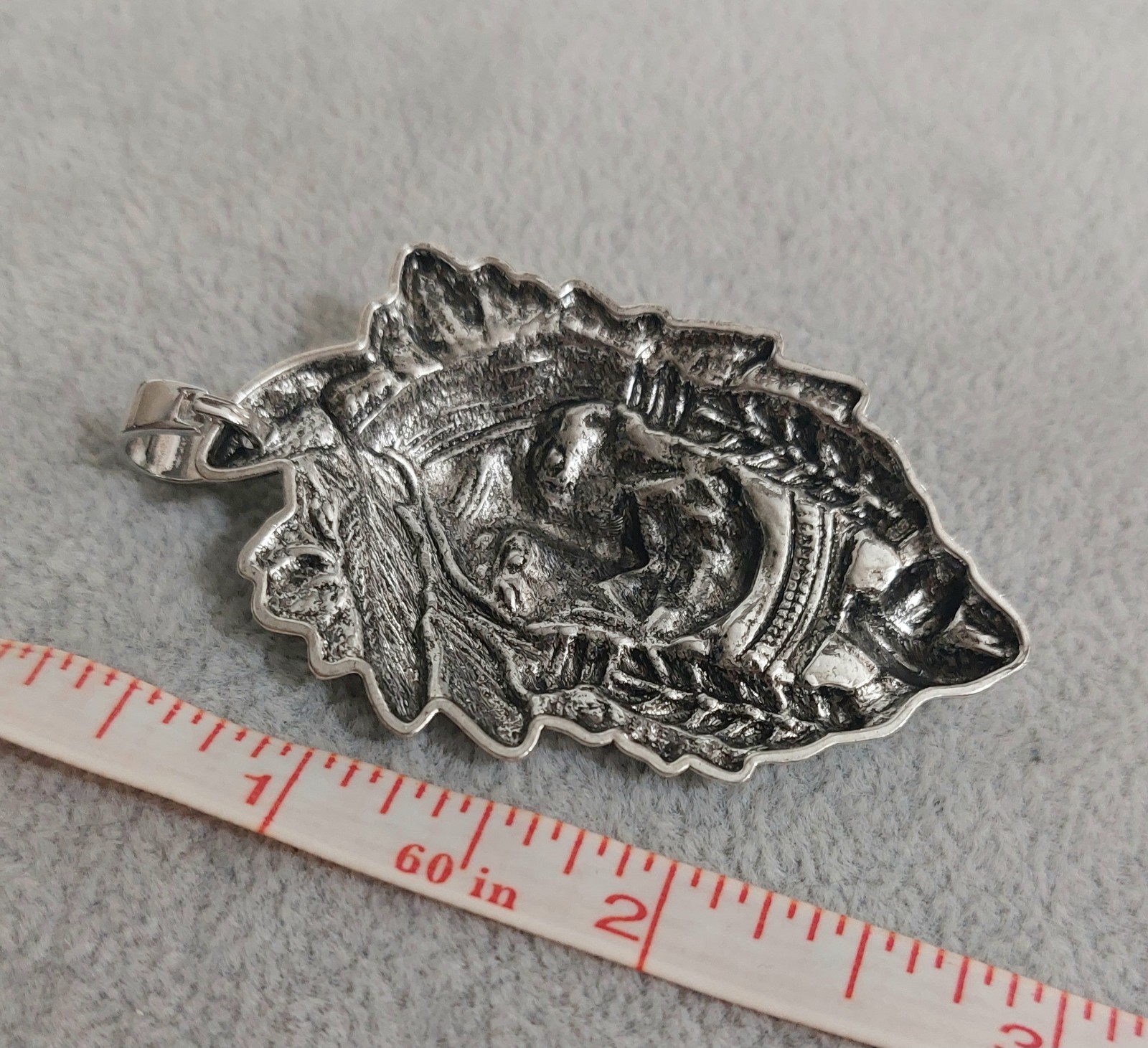 Silver chief indian native tribal charm Necklace pendant – Mens Womens Jewelry