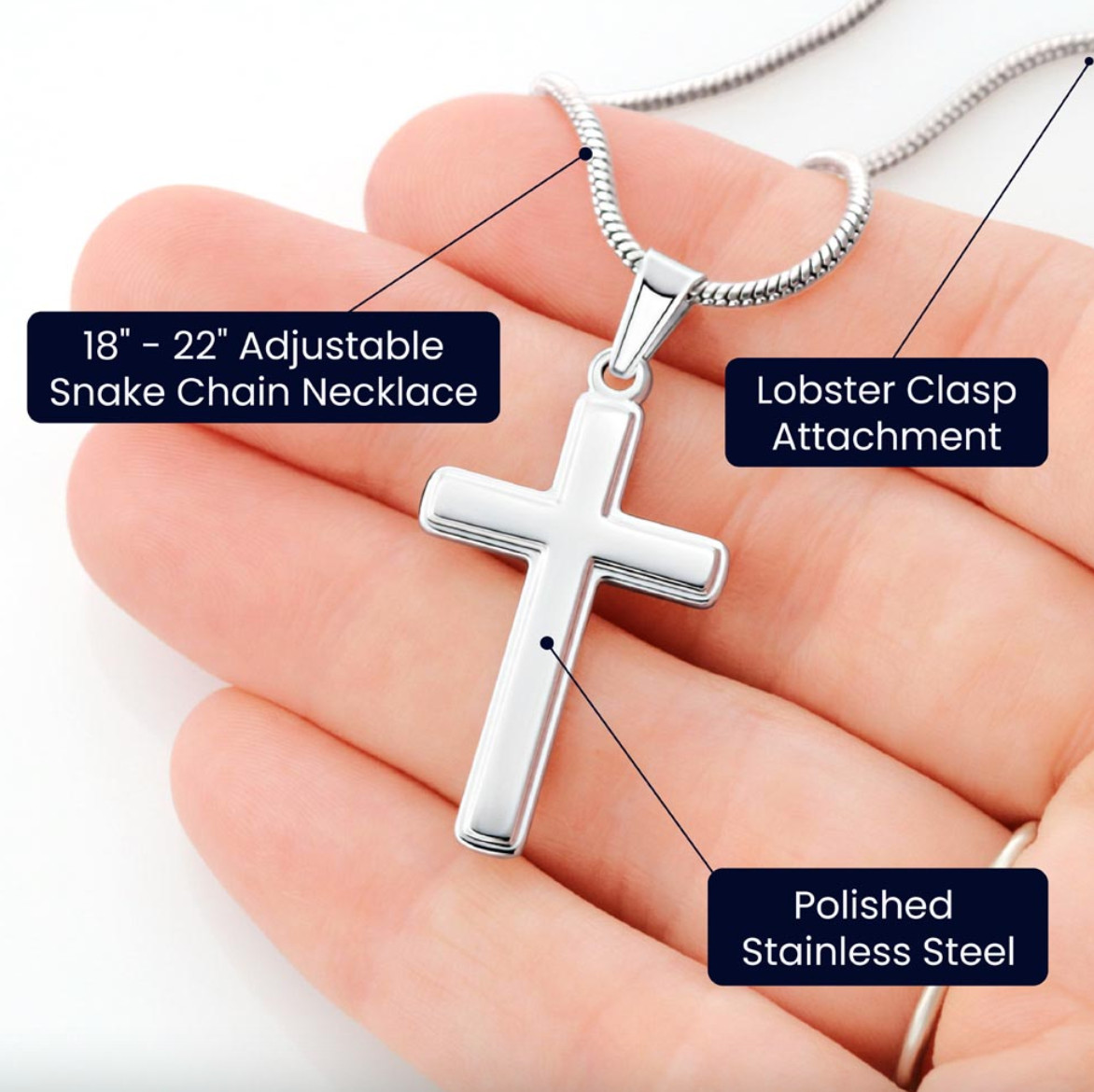 Adult Baptism Gift Cross Necklace Religious Necklace Jewelry Teen Unisex NEW