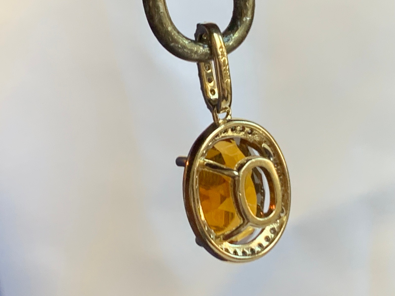 10K Yellow Gold Pendant 2.33g Fine Jewelry Citrine Color & Clear Charm *READ*