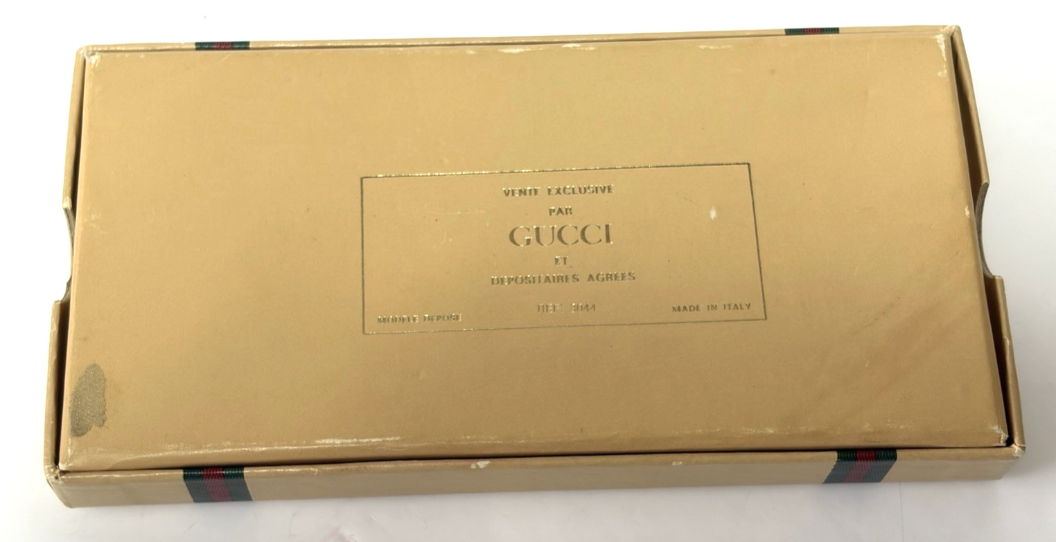 Vintage Gucci Navy Enamel GG Perfume Bottle Motif Necklace Pendant Gold-tone