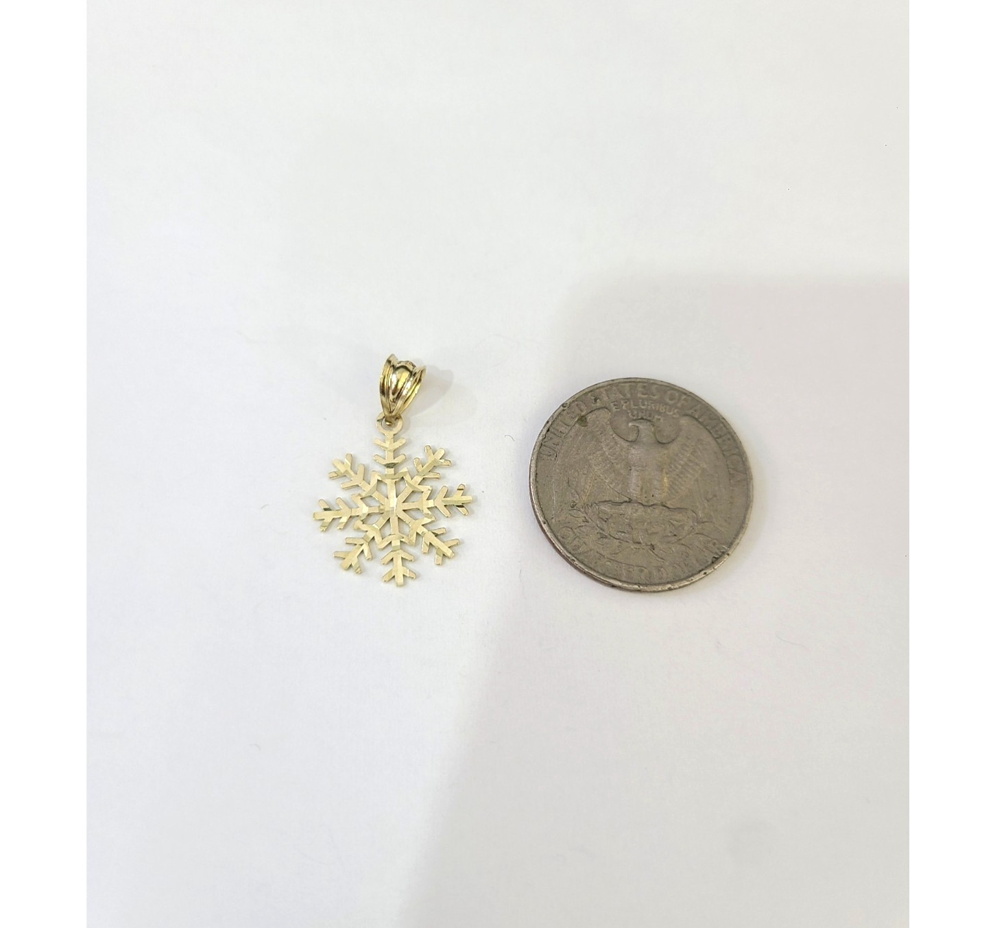 10K Yellow Gold Franco Chain Snowflake Pendant 1mm 16 18 20 22 24 Women Men