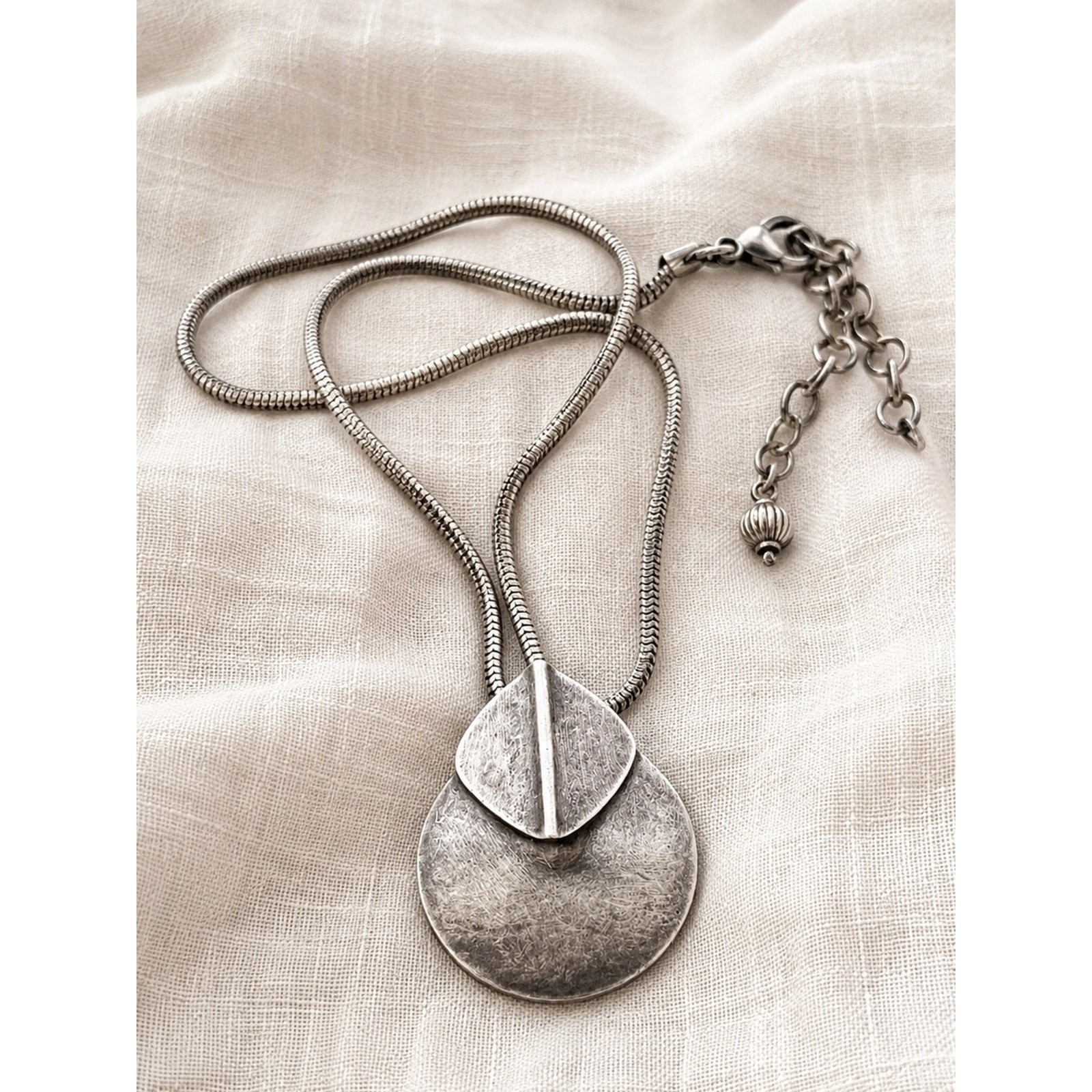 Baer SF Modernist Aged Silver Pendant Necklace |Designer Statement |Wearable Art