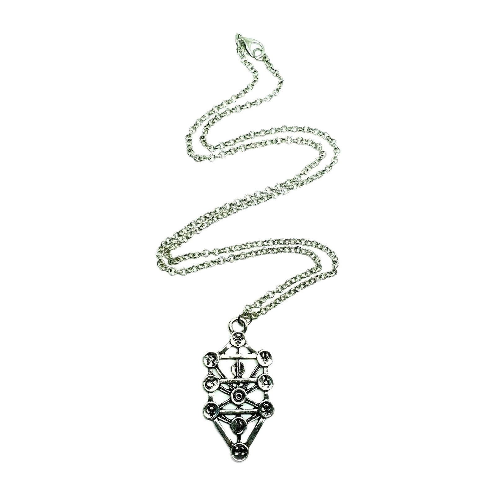 Tree of Life Kabbalah Pendant Necklace Geometric Silver Jewish Sefirot Jewellery